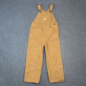 Carhartt Overalls Youth 4T Bib Canvas Double Knee Brown Adjustable Utility